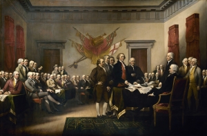 Famous painting of the signing of the Declaration of Independence.